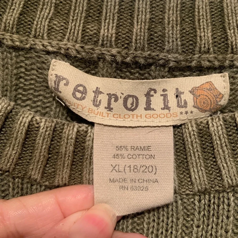 Retrofit Army Green Camo Patches Sweater XL